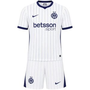 Kids Inter Milan Away Kit 2026/27 white pinstripe shirt and matching shorts front view