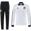 Mens Mexico Jacket White Training Kit Suit 2026 front view showing white jacket with tricolor collar and dark track pants