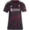 Womens Liverpool Third Jersey 2026/27 front view in black and burgundy houndstooth with white Liverbird crest
