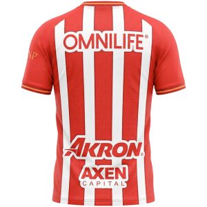 Mens Chivas Home Jersey 2026/27 rear view showing vertical rojiblanco stripes and Omnilife logo