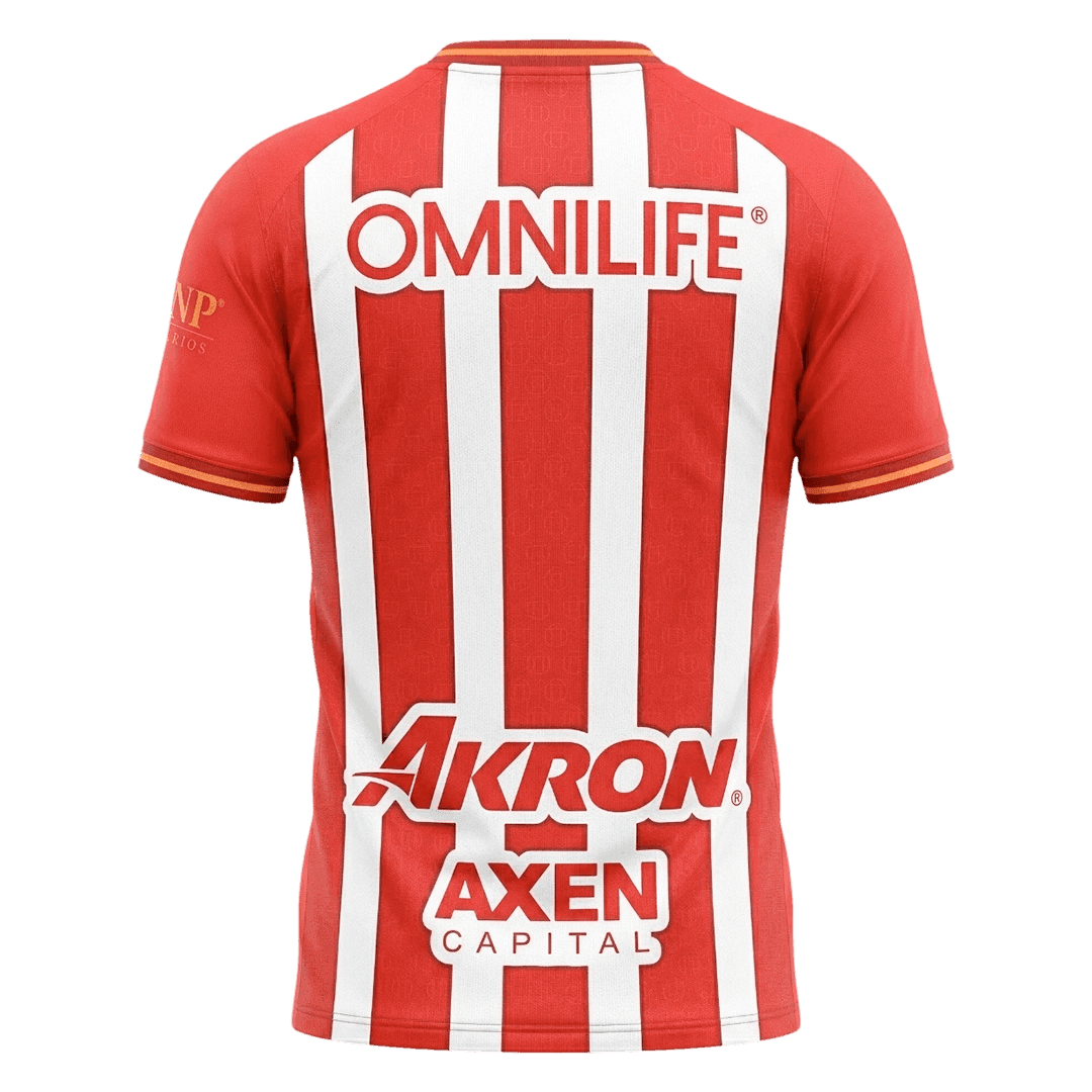 Mens Chivas Home Jersey 2026/27 Mens Chivas Home Jersey 2026/27 rear view showing vertical rojiblanco stripes and Omnilife logo