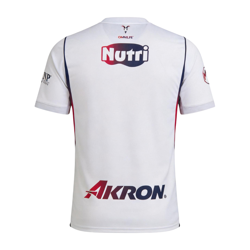 Mens Chivas Away Jersey 2026/27 Mens Chivas Away Jersey 2026/27 rear view in white showing goat head emblem and Akron sponsor