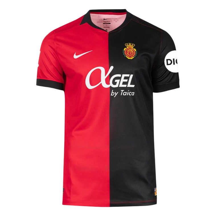 Mens RCD Mallorca Home Jersey 2026/27 Mens RCD Mallorca Home Jersey 2026/27 red and black half-and-half shirt front view with club crest