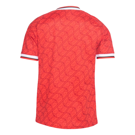 Mens CR Flamengo Third Jersey 2026/27 Mens CR Flamengo Third Jersey 2026/27 red shirt back view showing all-over diagonal oars pattern and white cuff trim