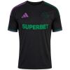 Mens Panathinaikos FC Third Jersey 2026/27 black shirt front view showing asymmetric purple and green stripes