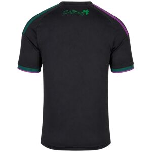 Mens Panathinaikos FC Third Jersey 2026/27 black shirt rear view displaying green shamrock flourish at the collar