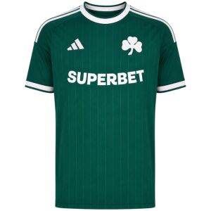 Mens Panathinaikos FC Home Jersey 2026/27 forest green shirt front view with white Shamrock crest and SUPERBET sponsor