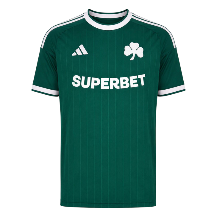 Mens Panathinaikos FC Home Jersey 2026/27 Mens Panathinaikos FC Home Jersey 2026/27 forest green shirt front view with white Shamrock crest and SUPERBET sponsor