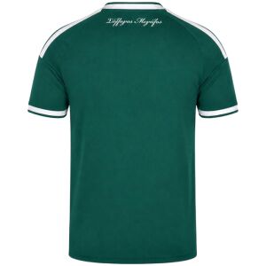 Mens Panathinaikos FC Home Jersey 2026/27 forest green shirt rear view showing white collar and Syllogos Megalos text