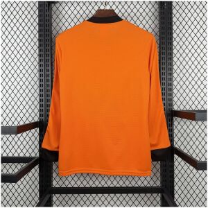 Mens Netherlands Retro Long Sleeve Home Jersey 1980 rear view showing authentic team styling