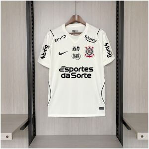Mens Corinthians Full Sponsors logo Home Jersey 2026/27 Mens Corinthians Full Sponsors logo Home Jersey 2026/27 front view in white with full sponsor logos and anchor crest
