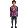 Kids Barcelona Half-zip Colorful Grid Training Kit Suit 2026/27 worn by a young player showing the front of the set